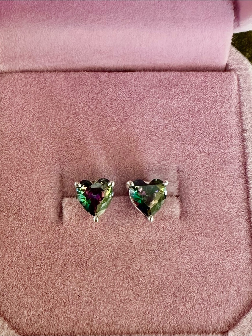Heart-Shaped Mystic Topaz Stud Earrings